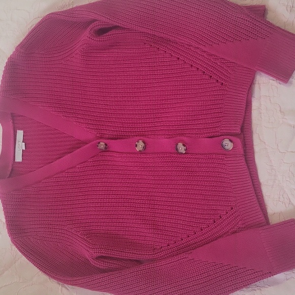 Pink LOFT Button Up Cardigan - Picture 7 of 7